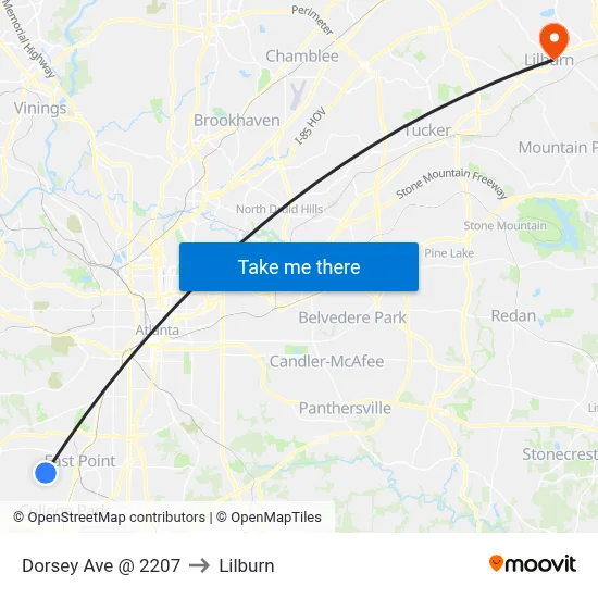 Dorsey Ave @ 2207 to Lilburn map