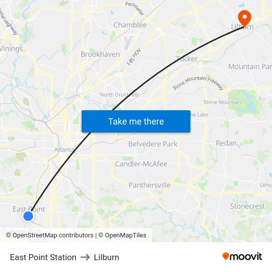 East Point Station to Lilburn map