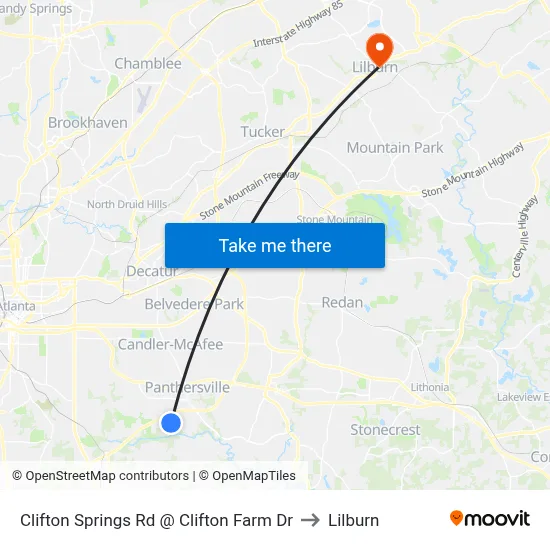 Clifton Springs Rd @ Clifton Farm Dr to Lilburn map