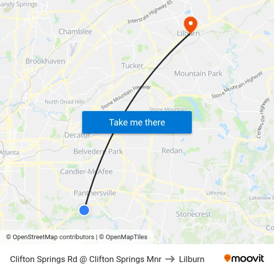 Clifton Springs Rd @ Clifton Springs Mnr to Lilburn map