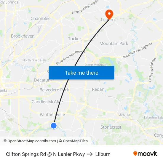 Clifton Springs Rd @ N Lanier Pkwy to Lilburn map