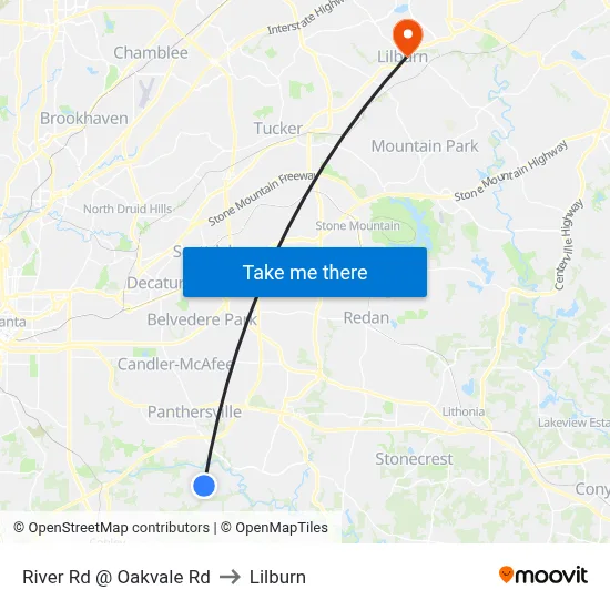 River Rd @ Oakvale Rd to Lilburn map