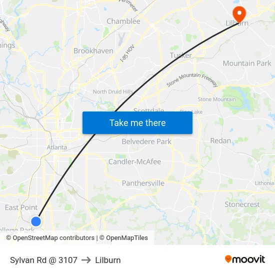 Sylvan Rd @ 3107 to Lilburn map