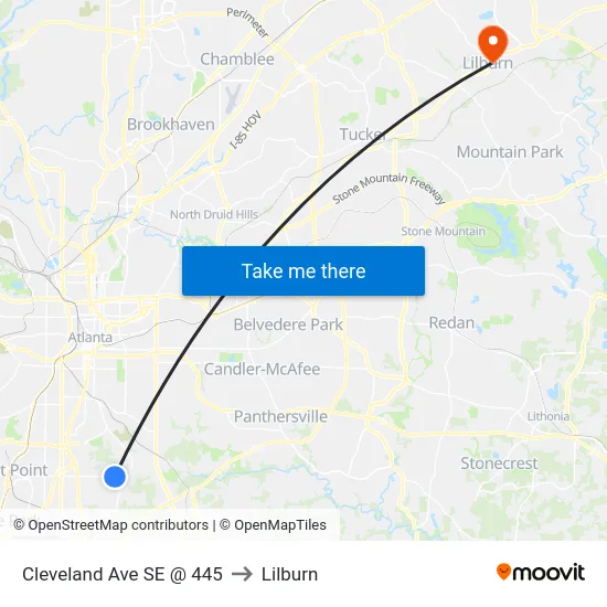 Cleveland Ave SE @ 445 to Lilburn map