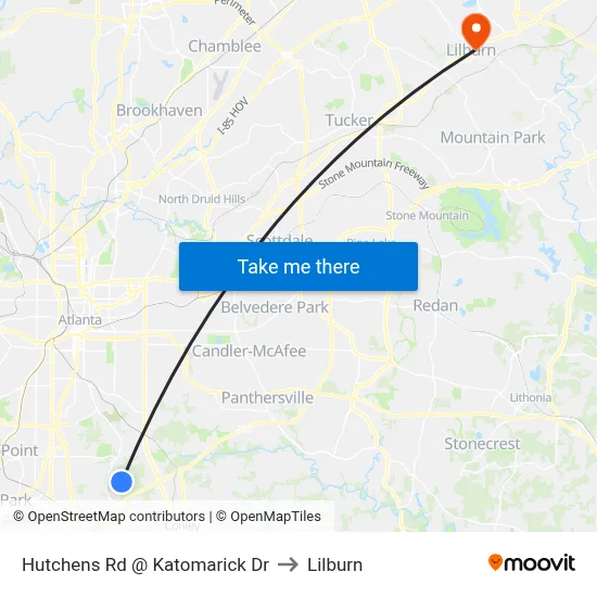 Hutchens Rd @ Katomarick Dr to Lilburn map