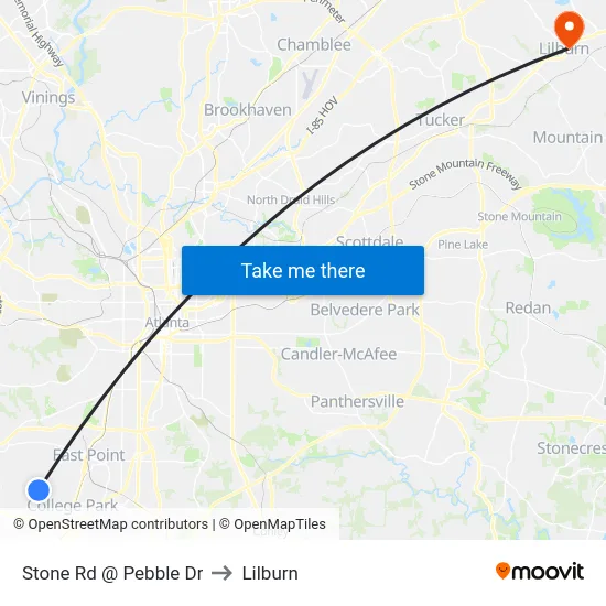 Stone Rd @ Pebble Dr to Lilburn map