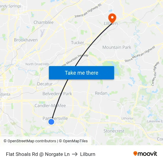 Flat Shoals Rd @ Norgate Ln to Lilburn map