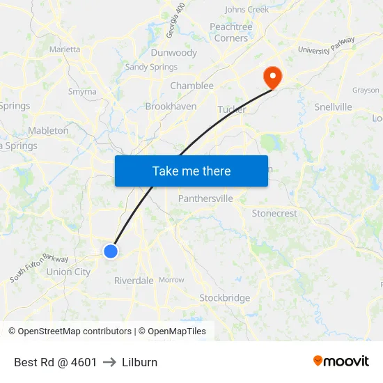 Best Rd @ 4601 to Lilburn map