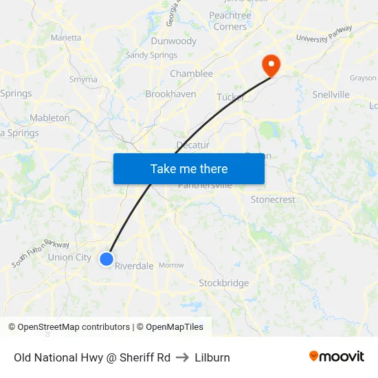 Old National Hwy @ Sheriff Rd to Lilburn map