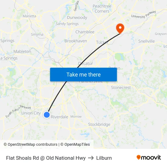 Flat Shoals Rd @ Old National Hwy to Lilburn map