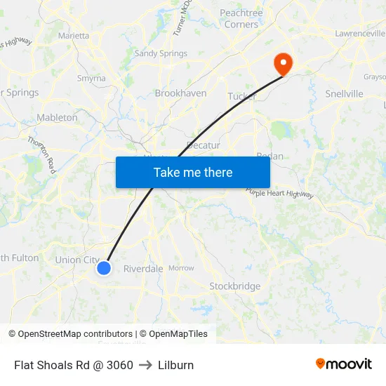 Flat Shoals Rd @ 3060 to Lilburn map