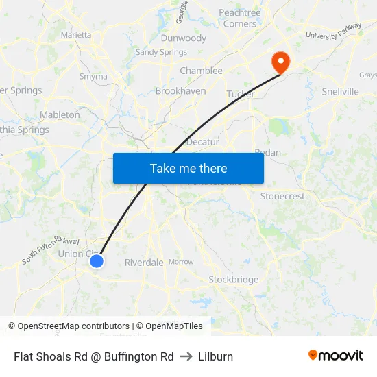 Flat Shoals Rd @ Buffington Rd to Lilburn map