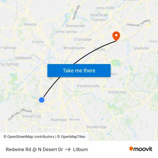 Redwine Rd @ N Desert Dr to Lilburn map