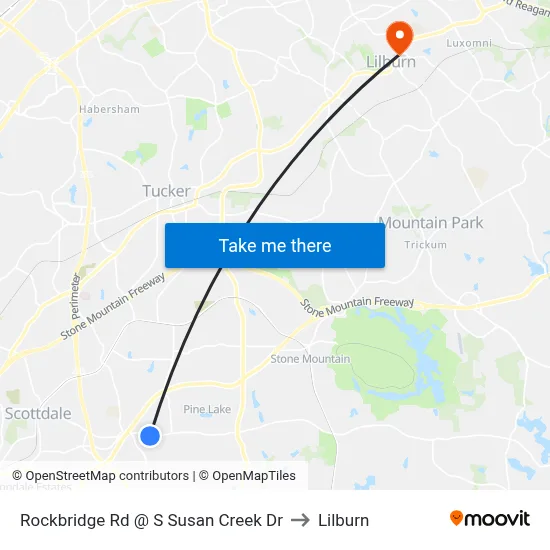 Rockbridge Rd @ S Susan Creek Dr to Lilburn map
