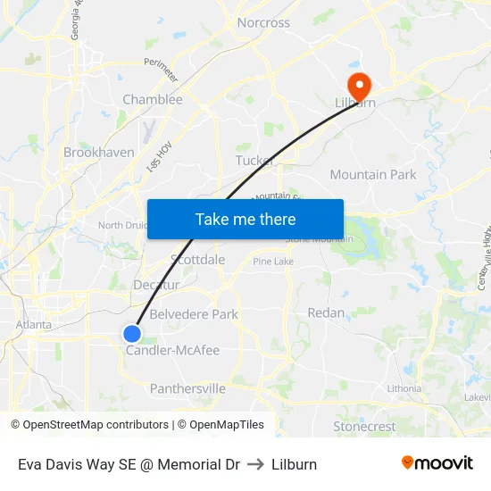 Eva Davis Way SE @ Memorial Dr to Lilburn map