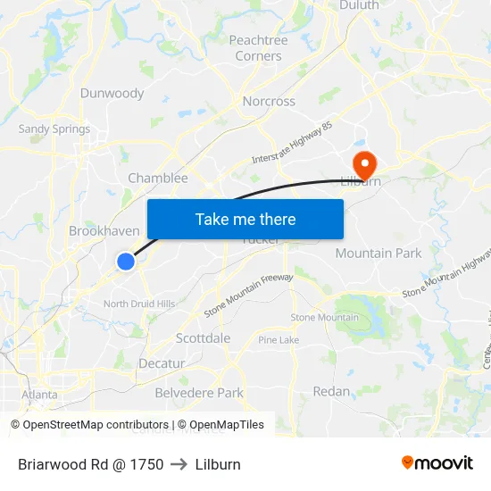 Briarwood Rd @ 1750 to Lilburn map