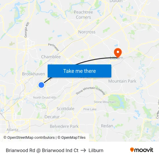 Briarwood Rd @ Briarwood Ind Ct to Lilburn map