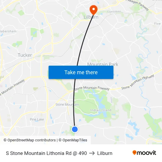 S Stone Mountain Lithonia Rd @ 490 to Lilburn map
