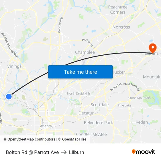 Bolton Rd @ Parrott Ave to Lilburn map
