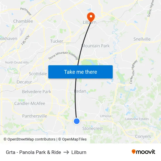 Grta - Panola Park & Ride to Lilburn map