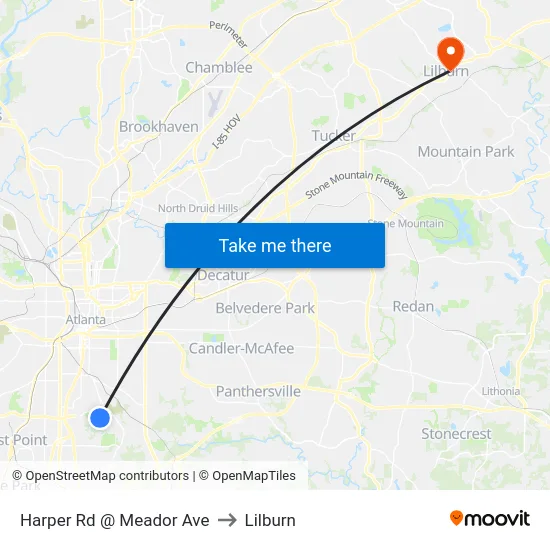 Harper Rd @ Meador Ave to Lilburn map