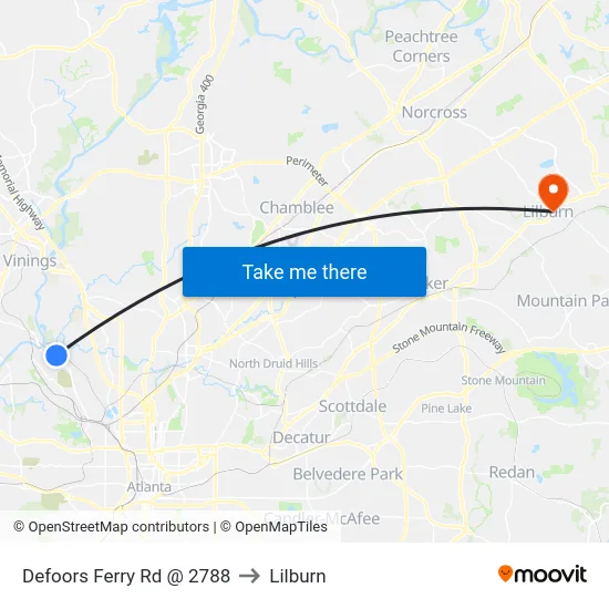 Defoors Ferry Rd @ 2788 to Lilburn map