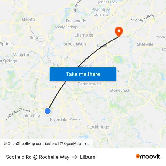 Scofield Rd @ Rochelle Way to Lilburn map