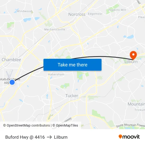 Buford Hwy @ 4416 to Lilburn map
