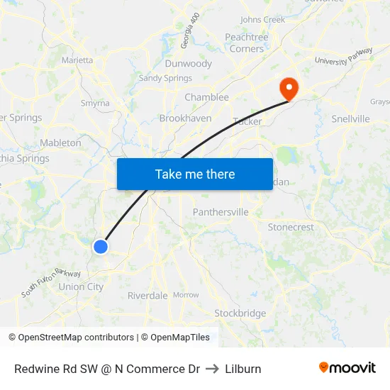 Redwine Rd SW @ N Commerce Dr to Lilburn map