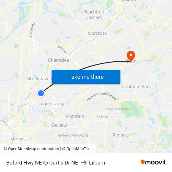 Buford Hwy NE @ Curtis Dr NE to Lilburn map