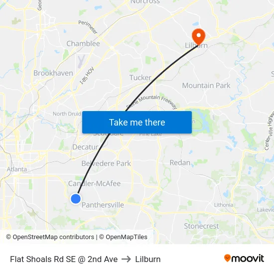 Flat Shoals Rd SE @ 2nd Ave to Lilburn map