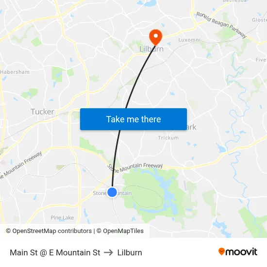 Main St @ E Mountain St to Lilburn map