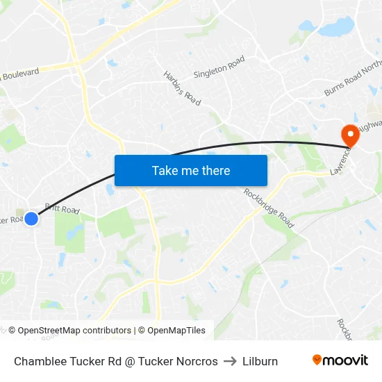 Chamblee Tucker Rd @ Tucker Norcros to Lilburn map