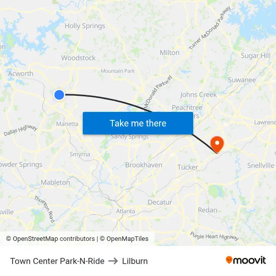 Town Center Park-N-Ride to Lilburn map