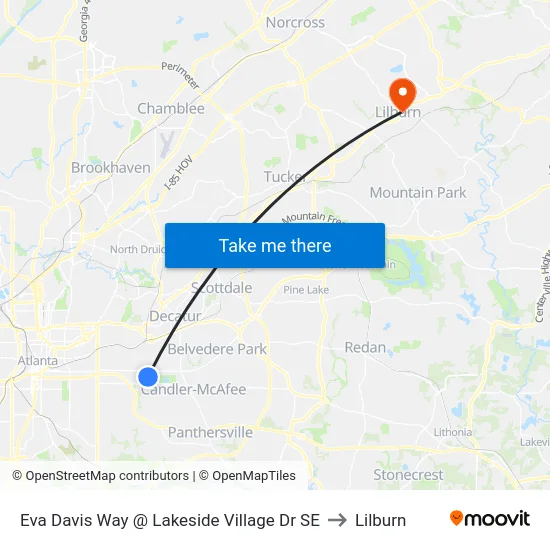 Eva Davis Way @ Lakeside Village Dr SE to Lilburn map