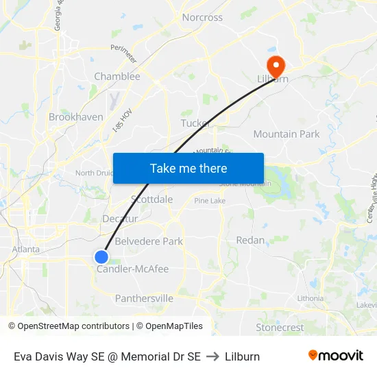 Eva Davis Way SE @ Memorial Dr SE to Lilburn map