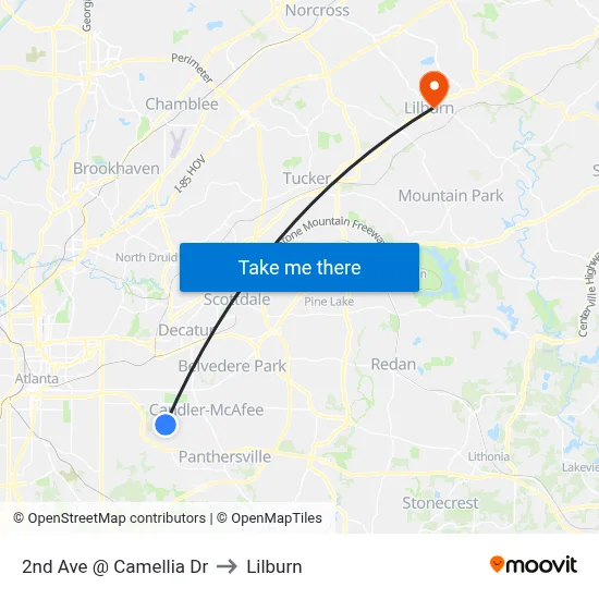 2nd Ave @ Camellia Dr to Lilburn map