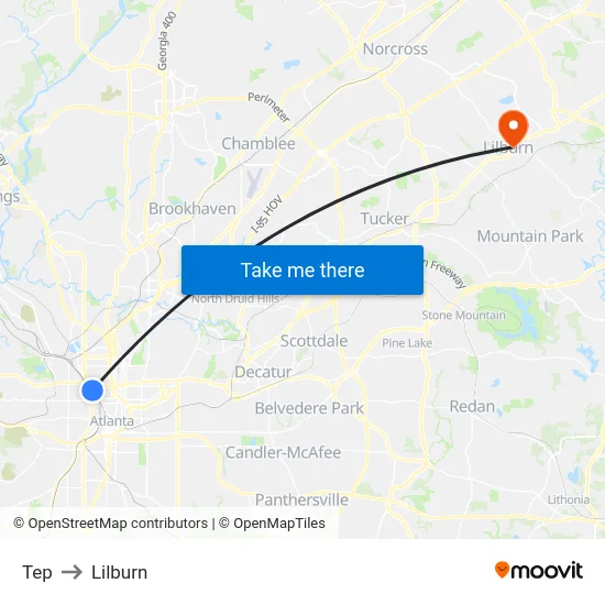 Tep to Lilburn map