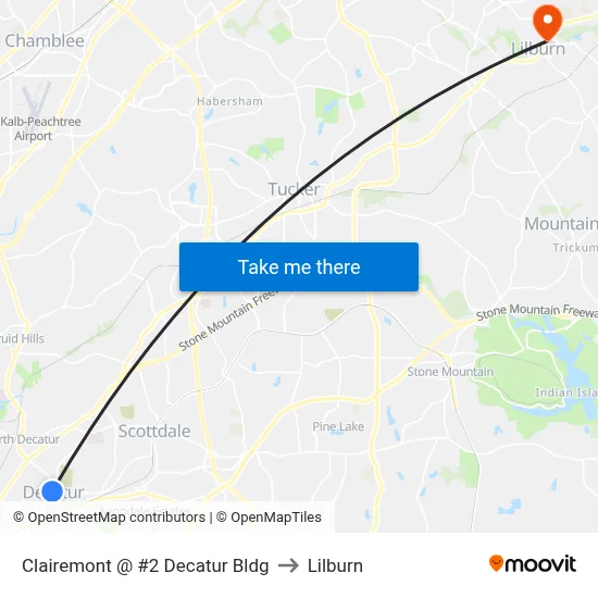 Clairemont @ #2 Decatur Bldg to Lilburn map