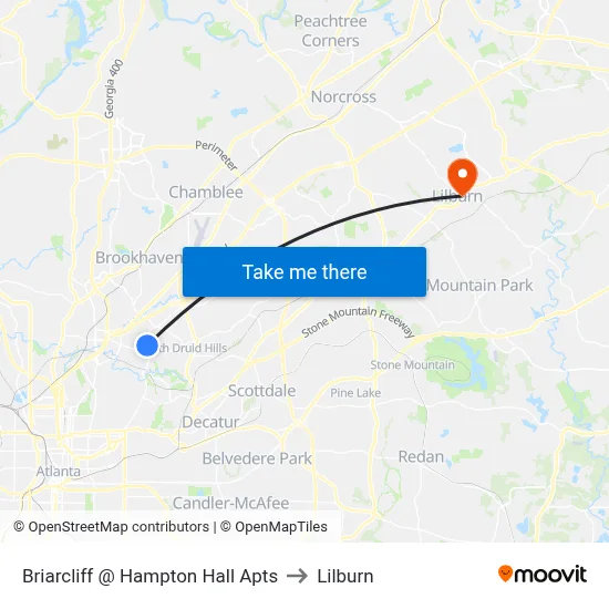 Briarcliff @ Hampton Hall Apts to Lilburn map