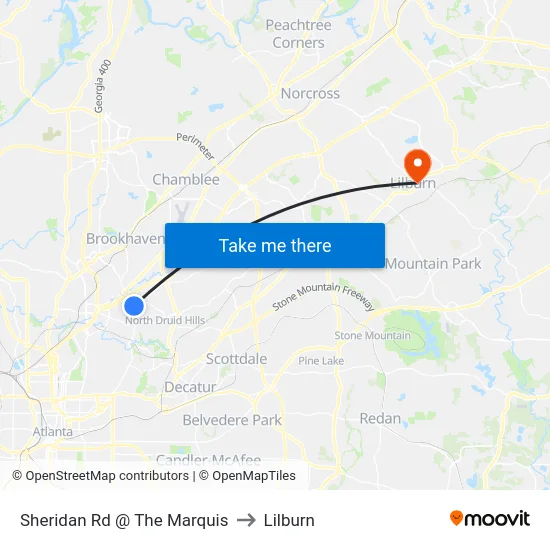 Sheridan Rd @ The Marquis to Lilburn map