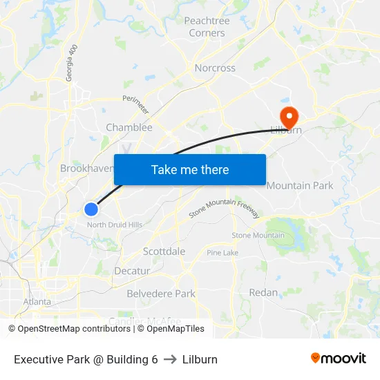 Executive Park @ Building 6 to Lilburn map