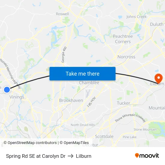 Spring Rd SE at Carolyn Dr to Lilburn map
