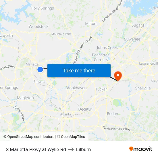 S Marietta Pkwy at Wylie Rd to Lilburn map