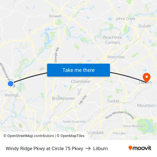 Windy Ridge Pkwy at Circle 75 Pkwy to Lilburn map
