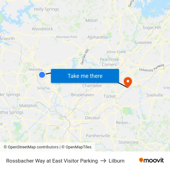 Rossbacher Way at East Visitor Parking to Lilburn map