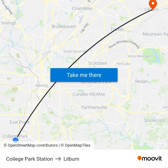 College Park Station to Lilburn map