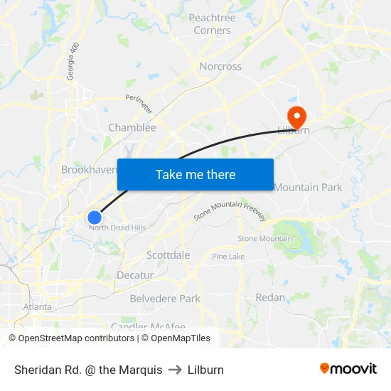 Sheridan Rd. @ the Marquis to Lilburn map