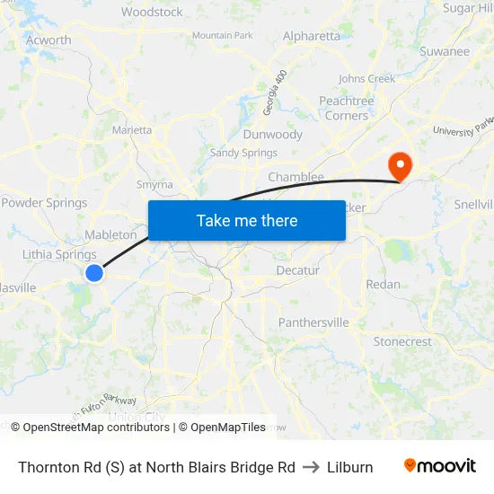 Thornton Rd (S) at North Blairs Bridge Rd to Lilburn map