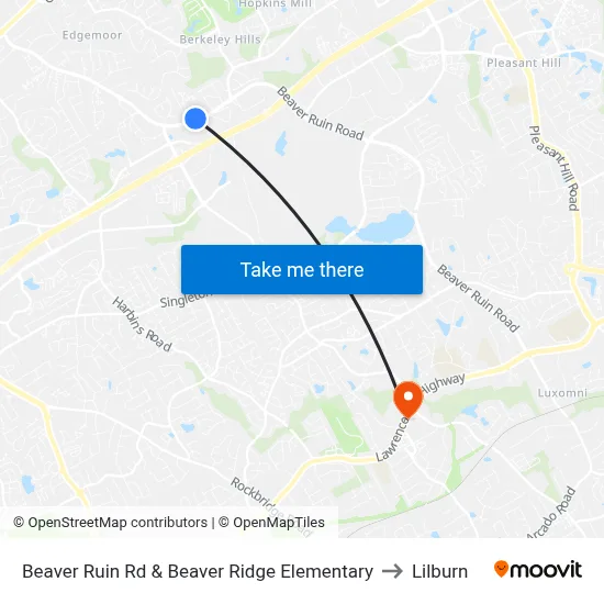 Beaver Ruin Rd & Beaver Ridge Elementary to Lilburn map